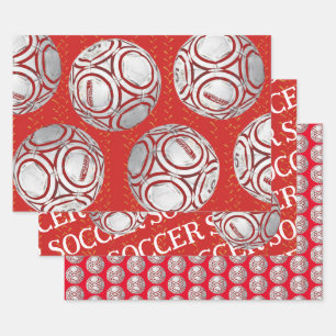 Red Soccer Ball Wrapping Craft Paper