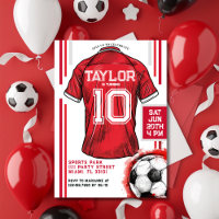 Red Soccer Sports Boy Jersey Kids Birthday Party