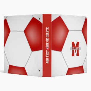 red soccer team colours monogrammed team gifts binder