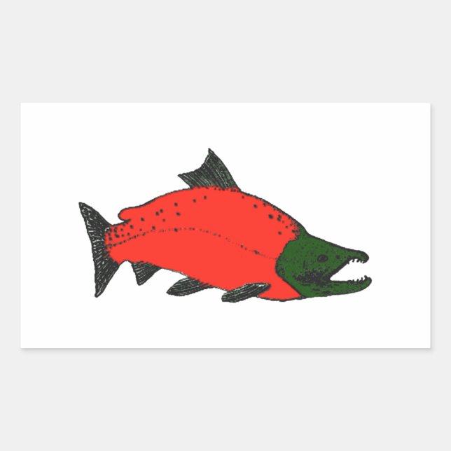 Red - Sockeye Salmon Art Sticker (Front)