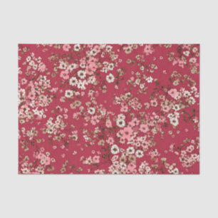 Red Soft Pink Ditsy Pastel Boho 70s Vintage Floral Tissue Paper