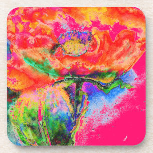 Red Solar Poppy Coaster