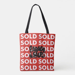 Red Sold Garage Sale Grocery Shopping Tote Bag