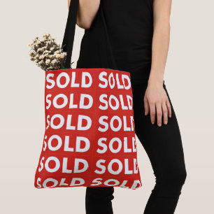 Red Sold Grocery Shopping Tote Bag