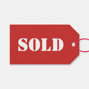 Red SOLD Typography Word Print Gift Tags