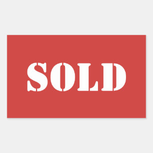Red SOLD Typography Word Print Sticker