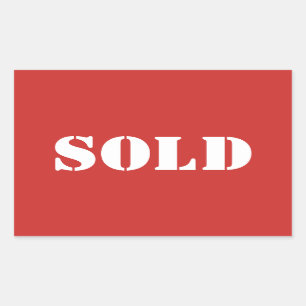 Red SOLD Typography Word Print Sticker