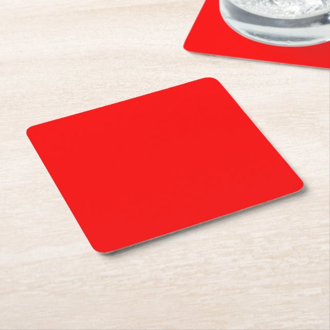 Red Solid Colour | Classic | Elegant | Trendy  Square Paper Coaster (Angled)