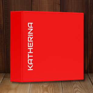 Red Solid Colour   Classic White Name Binder