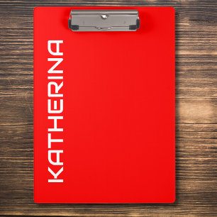 Red Solid Colour   Classic White Name Clipboard