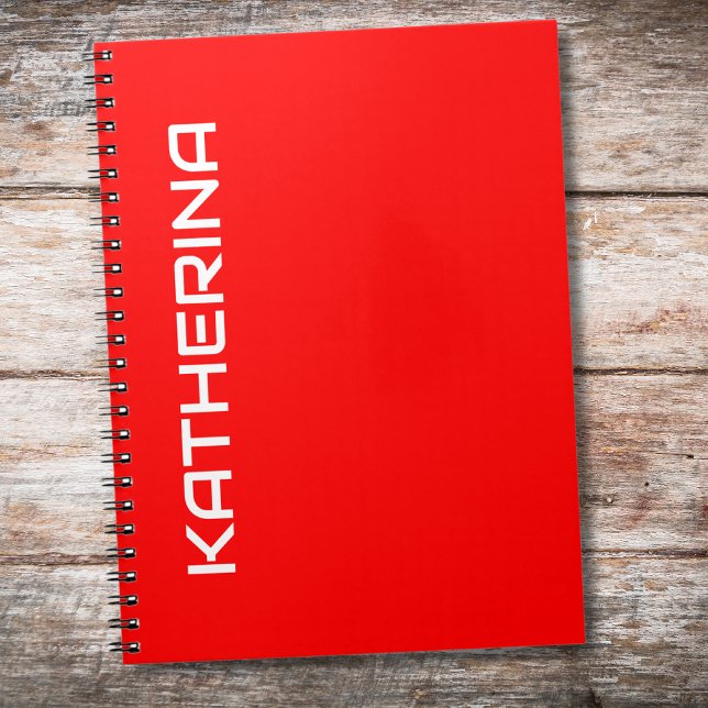 Red Solid Colour | Classic White Name Notebook (Creator Uploaded)