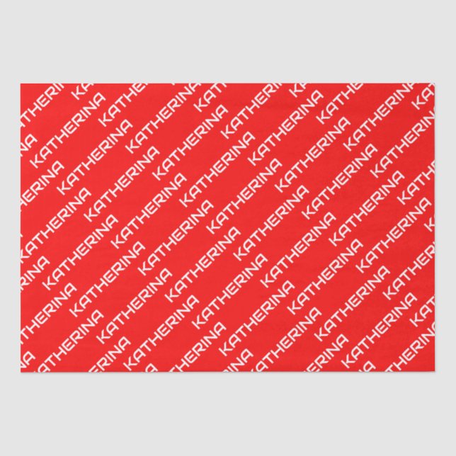 Red Solid Colour | Classic White Name Tissue Paper (Front)