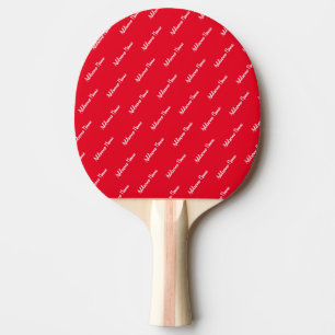 Red Solid Colour Modern Basic White  Monogrammed Ping Pong Paddle