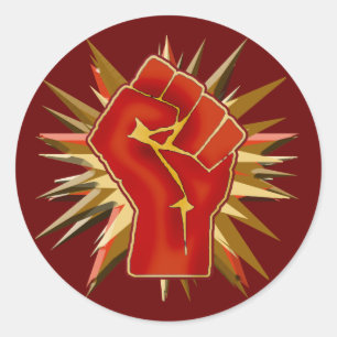 Red Solidarity Fist to Customize on Tshirts Classic Round Sticker
