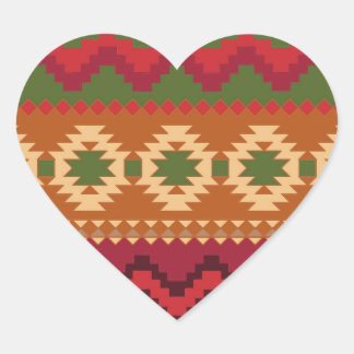 red southwest pattern -  western abstract art heart sticker