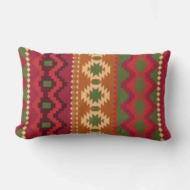 red southwest pattern -  western abstract art lumbar pillow (Front)