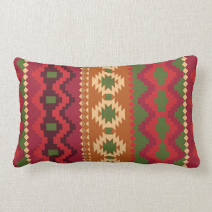 red southwest pattern -  western abstract art lumbar pillow