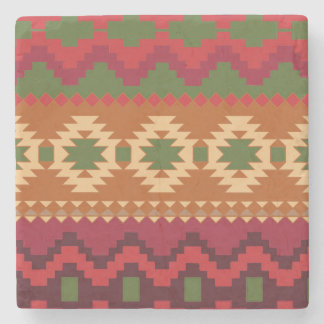 red southwest pattern - western abstract art stone coaster