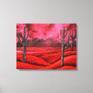 red southwestern abstract landscape painting canvas print
