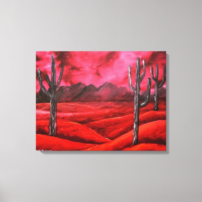red southwestern abstract landscape painting canvas print (Front)