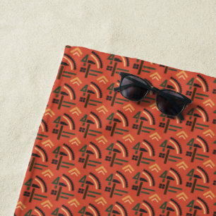 red Soviet hammer and sickle pattern beach towel
