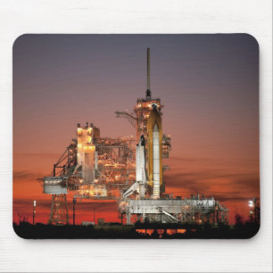 Red Space Shuttle Spaceship Atlantis on Launch Pad Mouse Pad