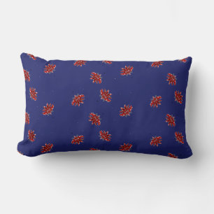 red spaceships in space lumbar pillow