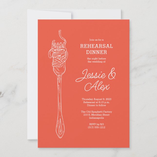 Red Spaghetti Dinner Invitation or Pasta Invite (Front)
