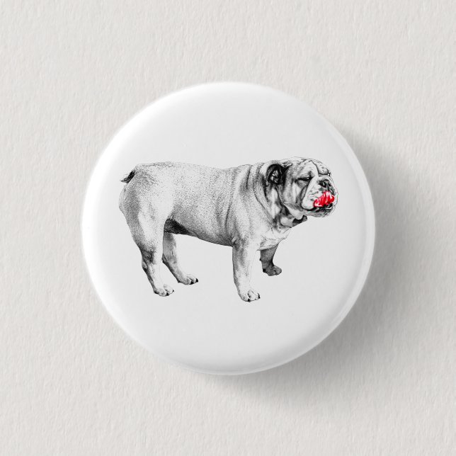 red spark, bulldog calm 1 inch round button (Front)