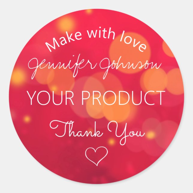 Red Sparkle Classic Round Sticker (Front)