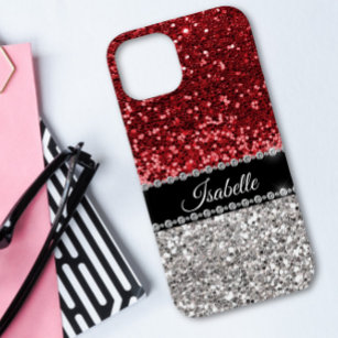 Red Sparkle Glam Bling Personalized