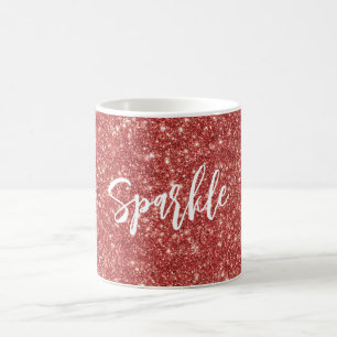 Red Sparkle Glitter Christmas Coffee Mug