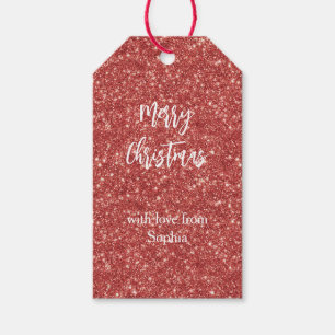 Red Sparkle Glitter Christmas Gift Tags