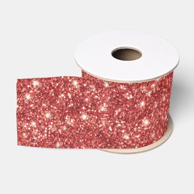 Red Sparkle Glitter Christmas Grosgrain Ribbon (Spool)