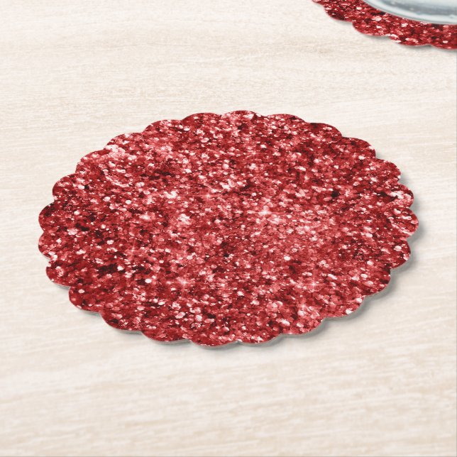 Red Sparkle Glitz Paper Coaster (Angled)