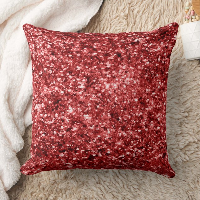 Red Sparkle Glitz Throw Pillow (Blanket)