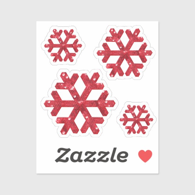 Red Sparkle Snowflakes Christmas (Sheet)