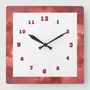 Red Sparkle Square Wall Clock