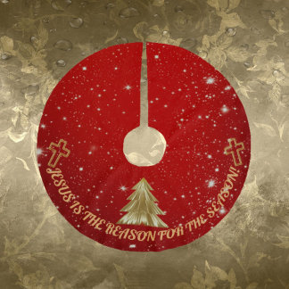 Red Sparkle Tree Skirt – "Jesus is the Reason"