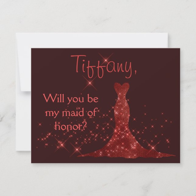 Red Sparkles Will you be my maid of honour Invitation (Front)