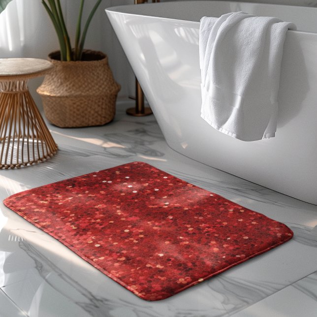 Red sparkling glitter pattern bath mat (Creator Uploaded)
