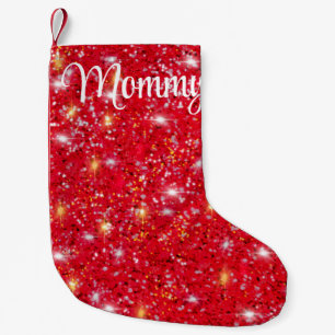 Red sparkling glitter pattern             small christmas stocking