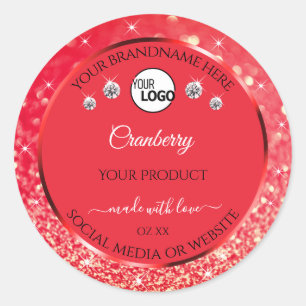 Red Sparkling Glitter Product Labels Logo Jewels