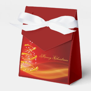 Red Sparkling Golden Christmas Tree Favor Box