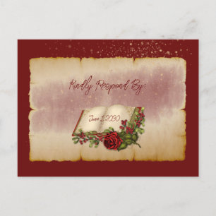 Red Sparkling Roses On Gold Colour Bible Pages Postcard