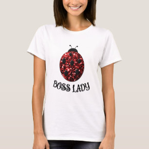Red sparkly Ladybug BOSS LADY Personalize T-Shirt