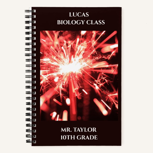 Red Sparks Custom  School Classroom   Notebook (Front)