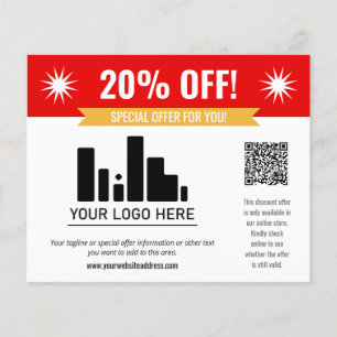 Red Special Offer Discount Your Logo & QR Code Flyer