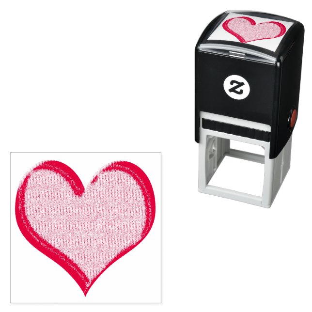 Red Speckled Valentines Day Heart Self-inking Stamp (In Situ)