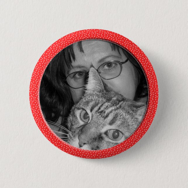 red speckles frame 2 inch round button (Front)